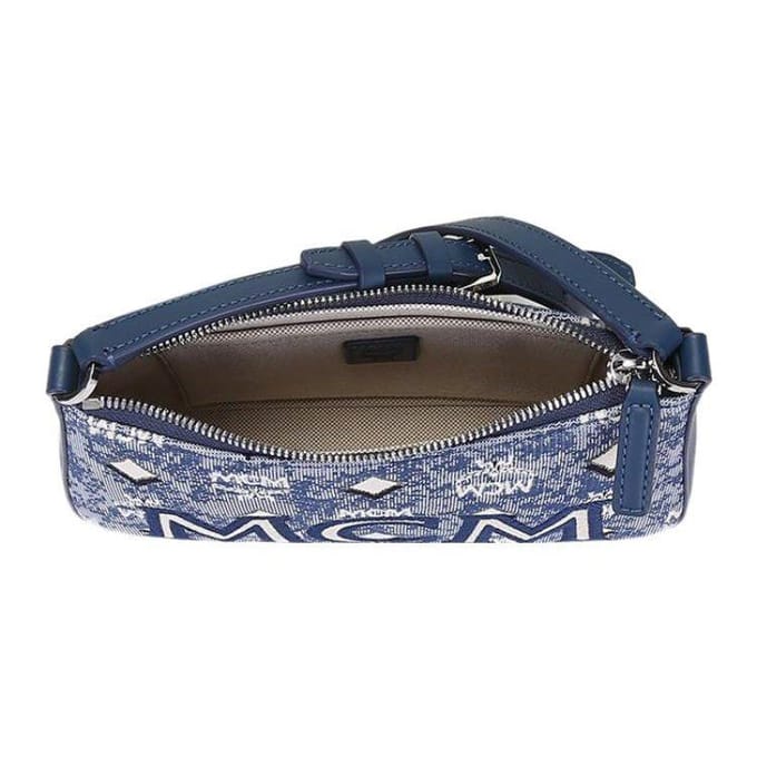 MCM Vintage Jacquard Monogram Gecoat Canvas Mini Schoudertas Dames Schoudertas Blauw MWSBATQ01LU001 Basic Set (Bag+Dust Bag) gray