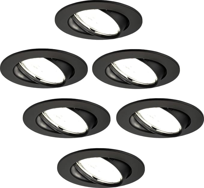 Ledvion - 6X LED Inbouwspot Amsterdam - Zwart - Dimbaar - 3W - 6500K - Ø82 mm