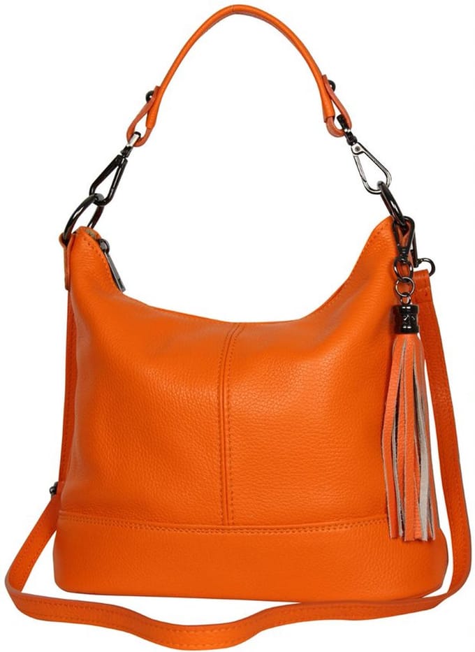 AmbraModa GLX09 - Dames handtas, schoudertas van echt leer. Oranje