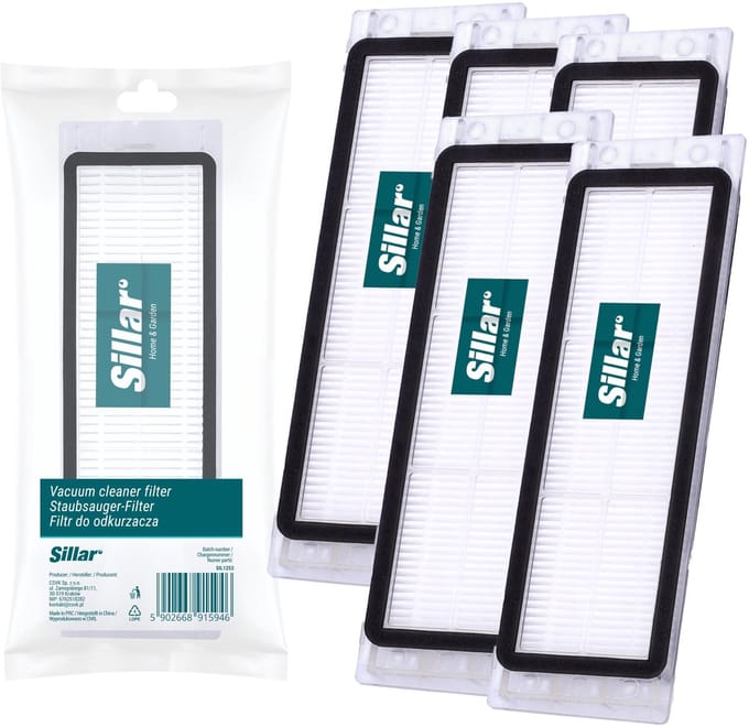 Sillar, set 5 stofzuigerfilter, HEPA, luchtfilter, geschikt voor robotstogzuiger Xiaomi Roborock E20 E25 E35 Lite C10 S5 S50, vervanging