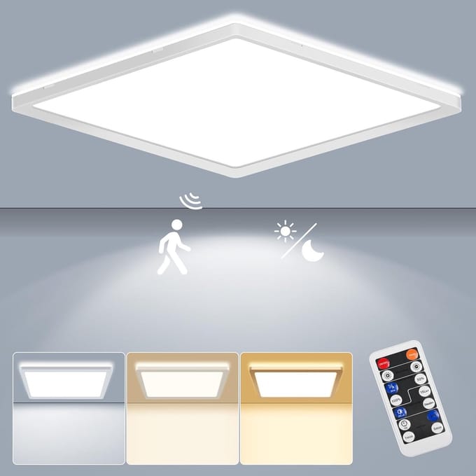 LED Plafondlamp met Bewegingssensor en Afstandsbediening - Dimbaar en Energiebesparend
