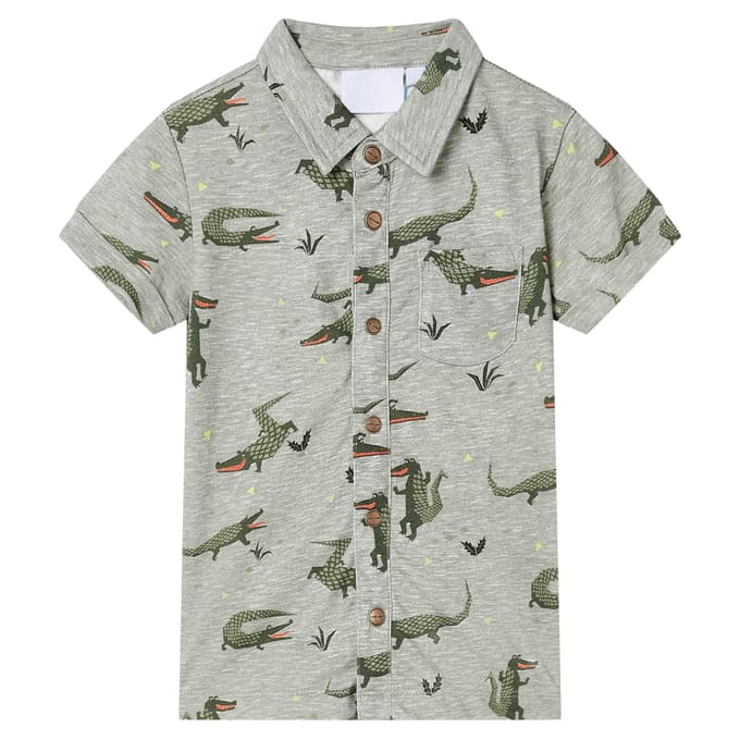Kinder T-shirt met korte mouwen, Licht Khaki Melange, 116