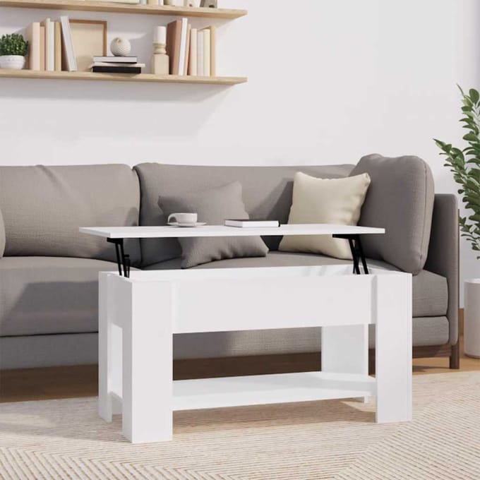 vidaXL - Salontafel - 101x49x52 - cm - bewerkt - hout - wit