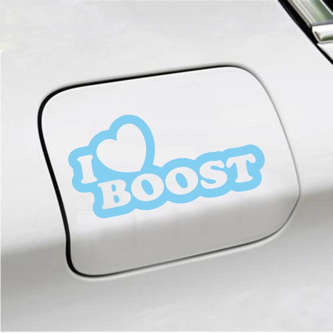 Bumpersticker - I Love Boost - 10 X 20 - Licht Blauw