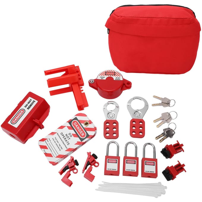 Elektrische Lockout Tagout Kit Stroomonderbreker Lock-outs Set Stroomonderbreker Lock-outs Apparaat met Opbergruimte red