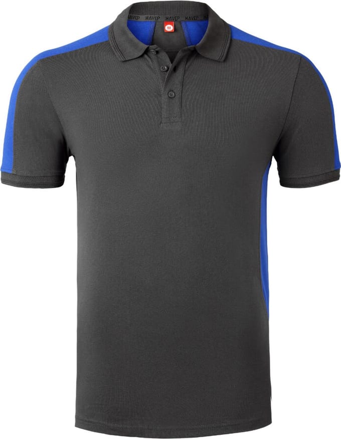 HAVEP Polo Bicolor 10074 - Charcoal/Korenblauw - 2XL