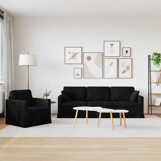 vidaXL - Bankstel - 2 - st - Zwart - Fluweel
