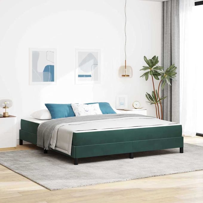 vidaXL - Boxspring - bed - met - matras - Donkergroen - 180 - x - 220 - cm - Stof