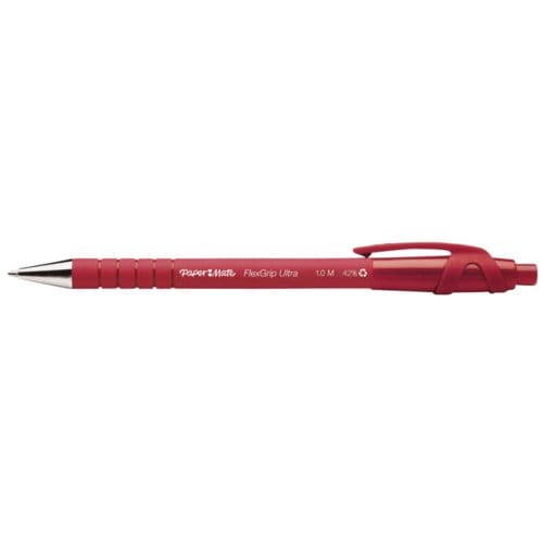 Paper Mate Flexgrip Ultra-balpen met drukknop | Medium punt (1,0 mm) | Rood | 1 stuks