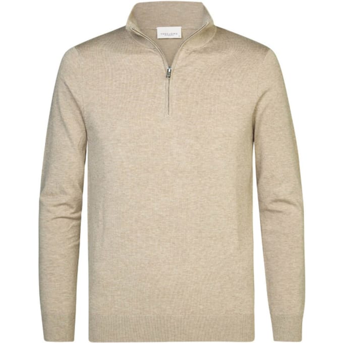 Profuomo Half Zip Pullover Luxury Beige - Maat S - Heren - Quarter zip