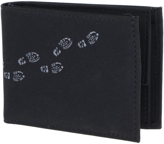 oxmox portemonnee New Cryptan RFID Protect Pocketbörse Footsteps 2.0 Print Grey Black zwart