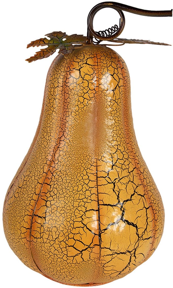 Clayre & Eef Decoratie Beeld Pompoen Ø 28x47 cm Oranje Metaal Herfst decoratie