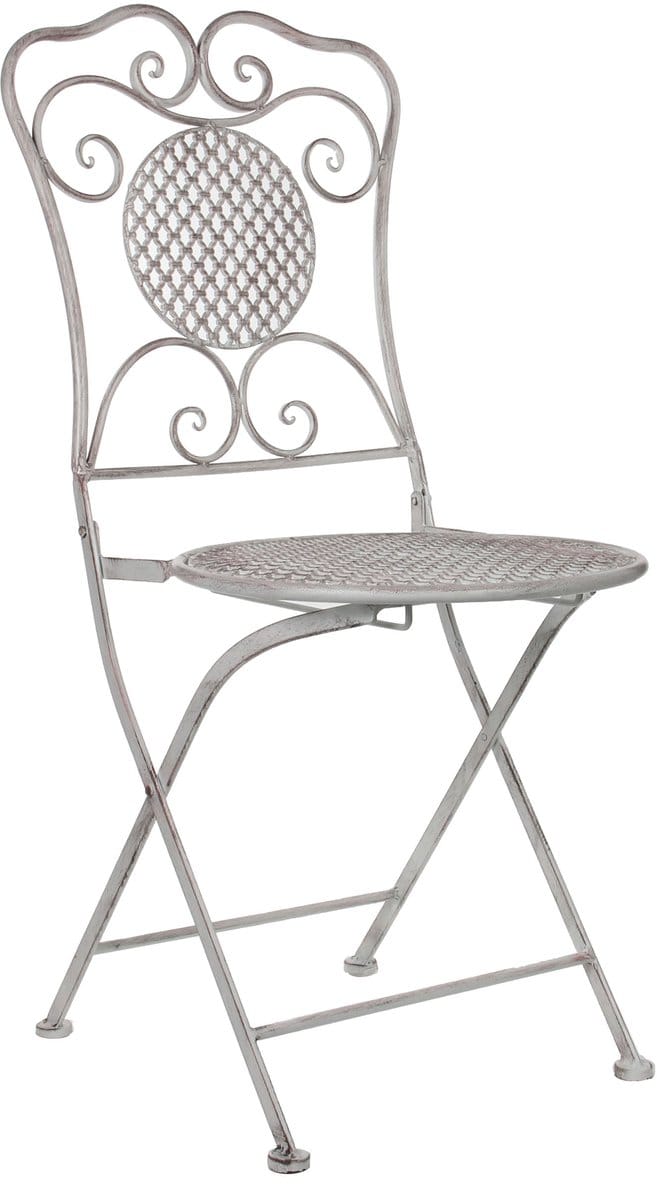 Mica Decoations Provence Stoel - 53 x 40 x 90 cm - Ijzer - Wit