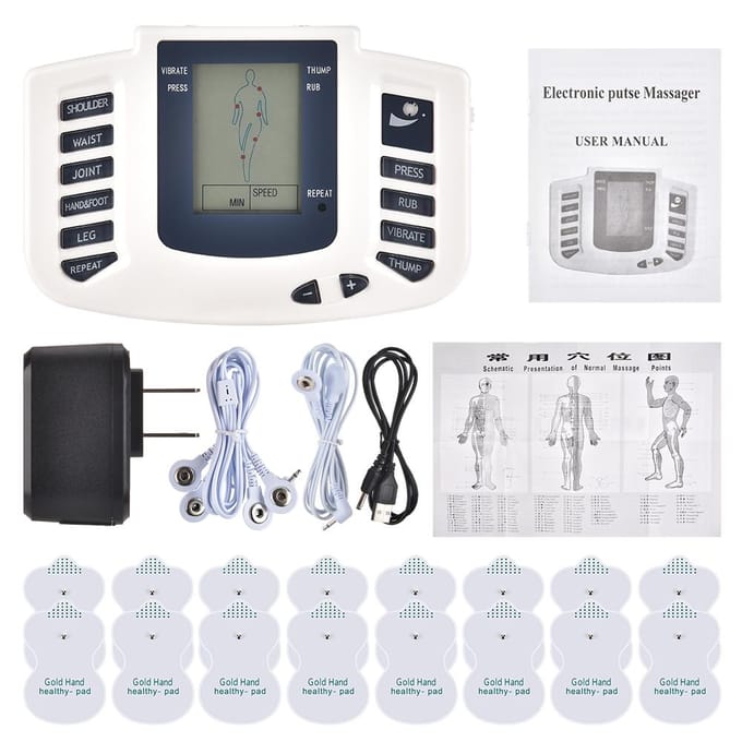 Volledig Lichaam Tens Spier Elektrostimulator EMS Acupunctuur Massage 16 pads Digitaal Meridiaan Apparaat Complete Set