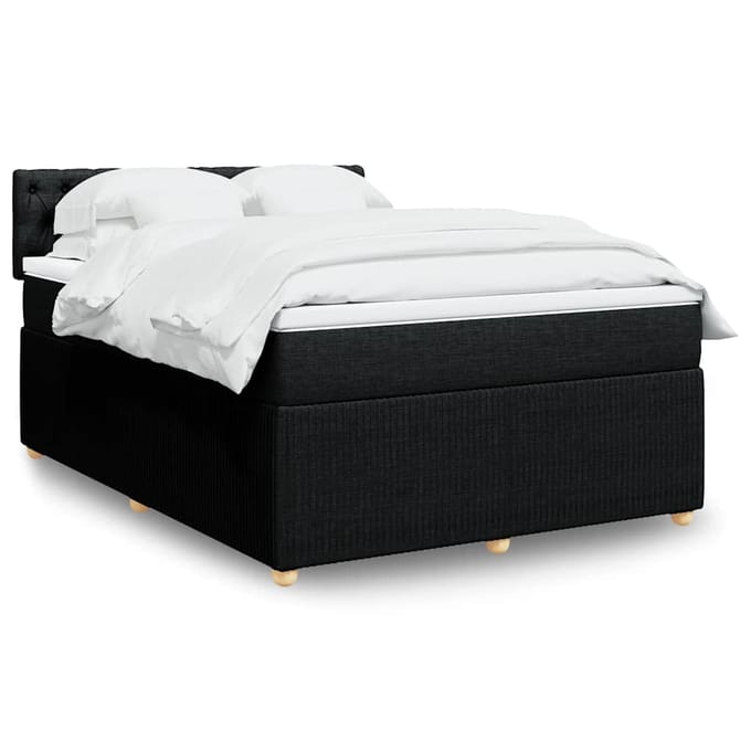 vidaXL - Boxspring - met - matras - stof - zwart - 140x200 - cm