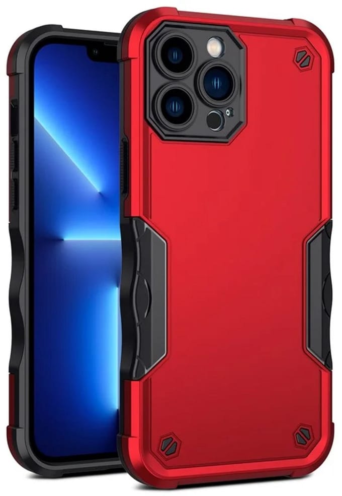 Cityhoesje - iPhone 15 Pro - Non-slip Stripes- - PC+TPU Backcase - Rood