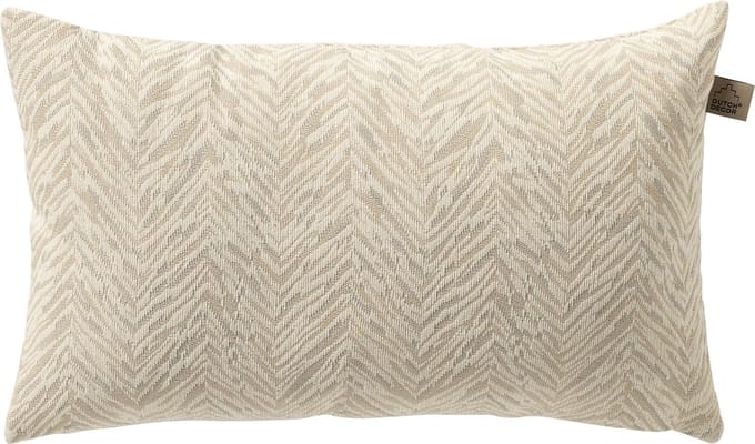 Dutch Decor AUGUSTA - buitenkussen 30x50 cm - waterafstotend en uv-bestendig - gestreept - Marshmallow - wit en beige