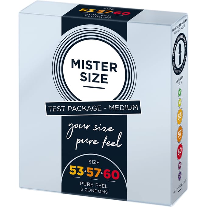 Mister Size TESTER Pure Feel - Kondooms 53, 57, 60 mm - 3 Stuks transparant
