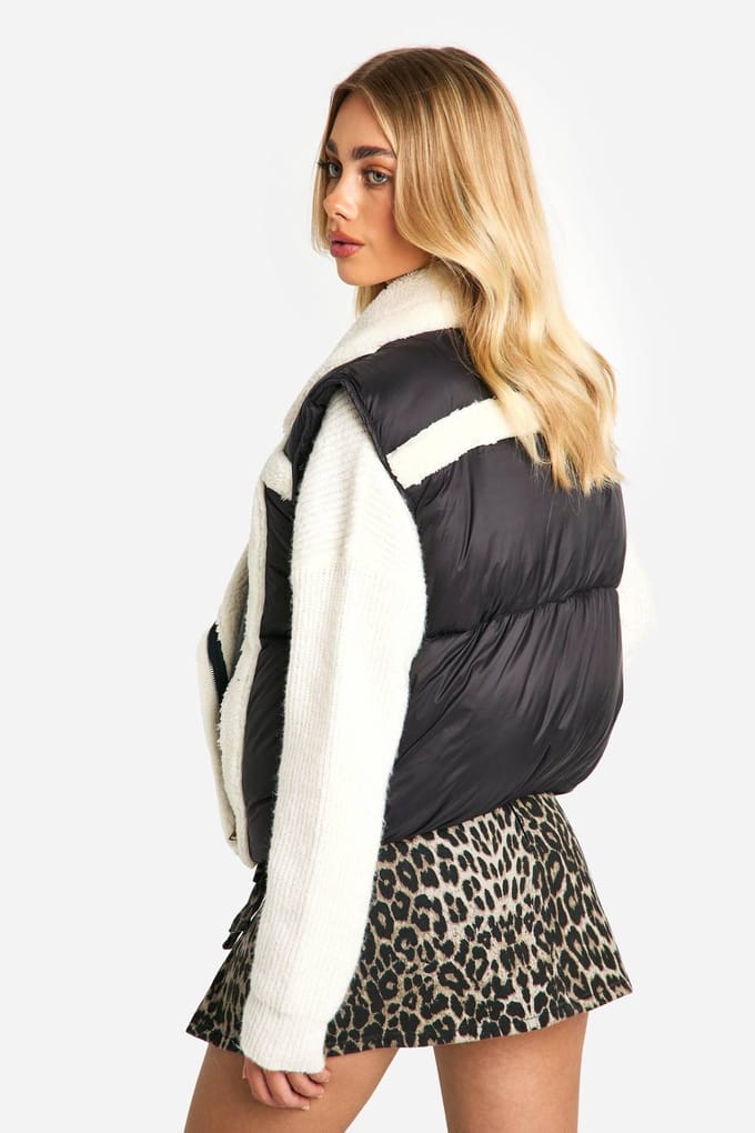 boohoo Dames Gepanelleerde Aviator Gilet | Black | Maat: 8