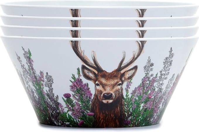 Set Picknick/Camping Schaaltjes RPET - Wild Stag Hert - 4 stuks - 6,5x14,5cm