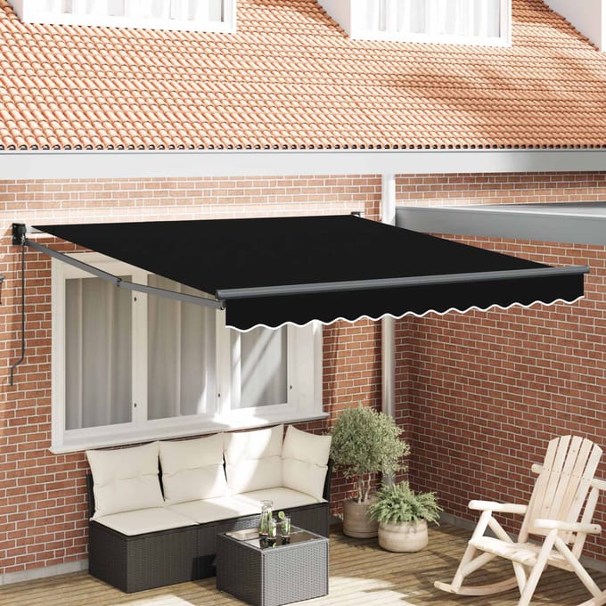 vidaXL - Uitschuifbare - luifel - Zwart - 300 - x - 250 - x - 165 - cm