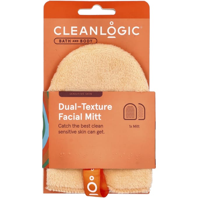 CleanLogic, Bad & Lichaam, Gezichtshandschoen met Dubbele Textuur, 1 Stuk beige