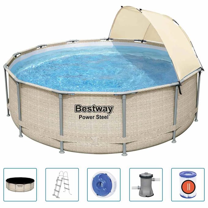 Bestway Zwembadset Power Steel met luifel 396x107 cm