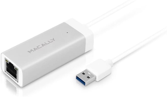 Macally U3GBA USB-A 3.0 naar Gigabit Ethernet adapter - Aluminium