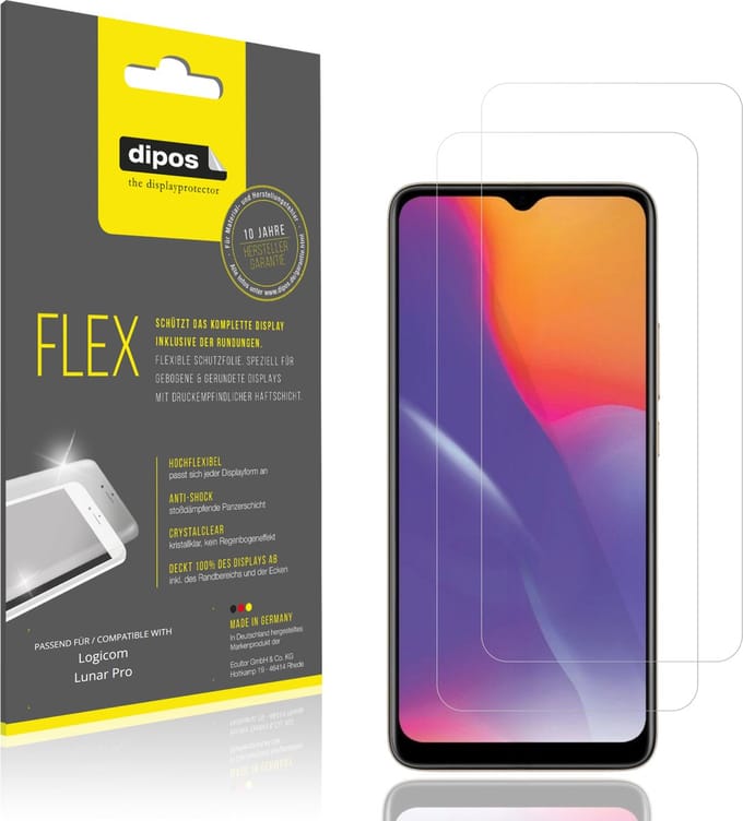 dipos – 2x Beschermfolie geschikt voor Logicom Lunar Pro | 3D Full Cover Screenprotector | 100% Passend