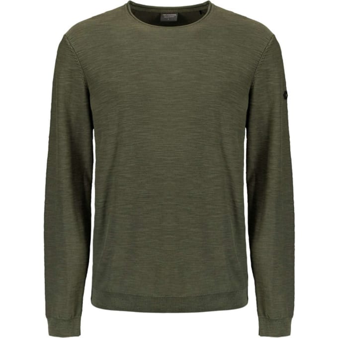 No Excess Pullover crewneck garment dyed + st dark moss