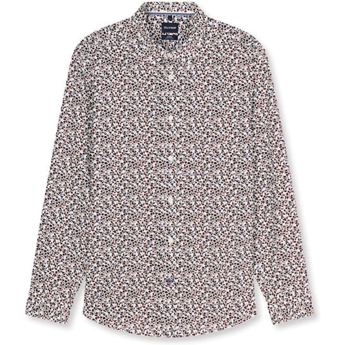 OLYMP Casual Overhemd, Regular Fit, Kent, Bordeauxrood