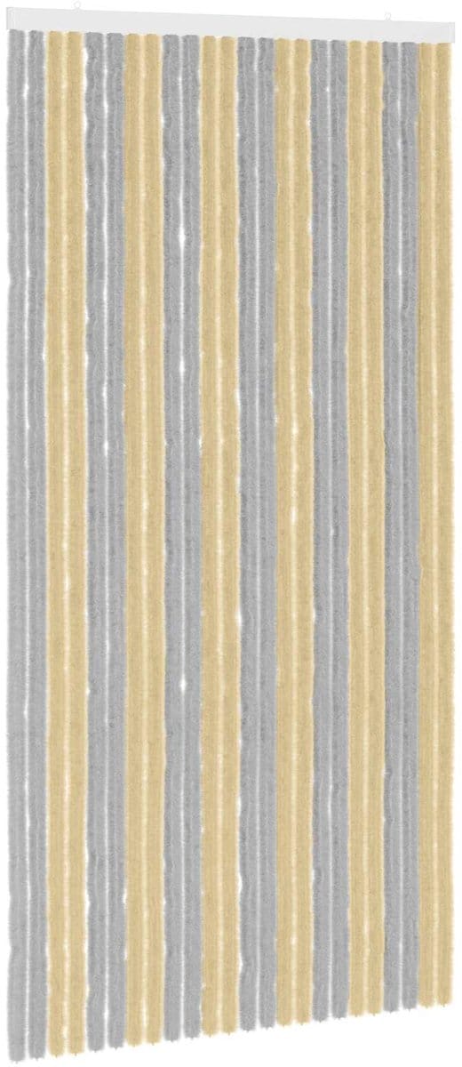 vidaXL - Insecten - Gordijn - Chenille - Grijs - en - Beige - 100 - x - 200 - cm - 100% - PP