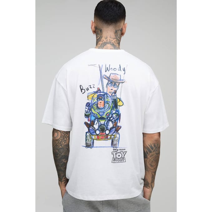 Tall Oversized Disney Toy Story Licentie T-Shirt | White | Size Medium