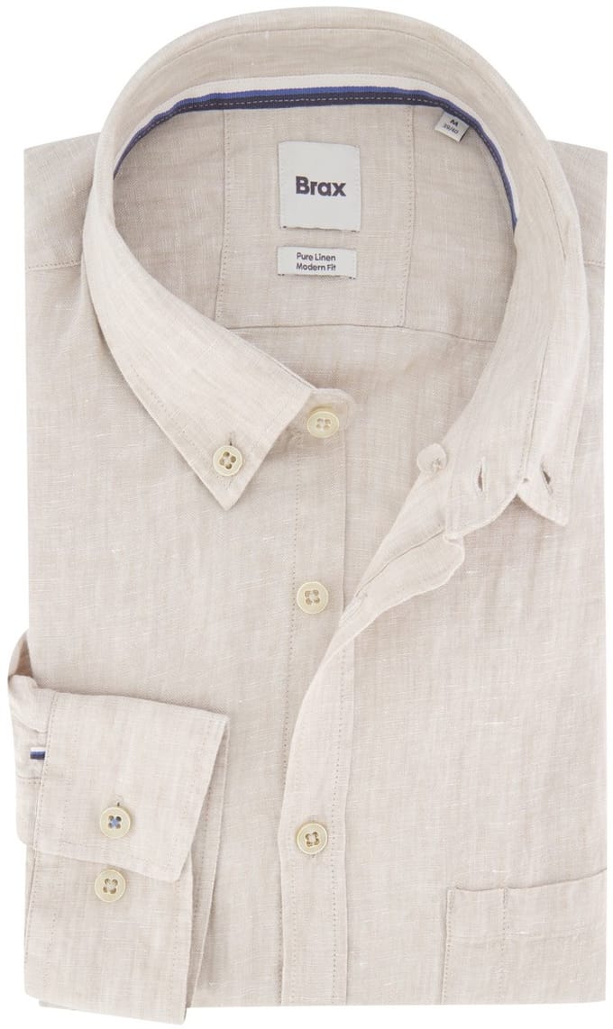 Brax Pure Linen Modern Fit overhemd beige
