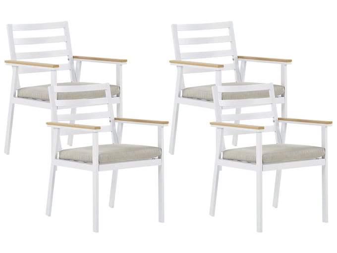 CAVOLI - Tuinstoel set van 4 - Wit/Beige - Aluminium