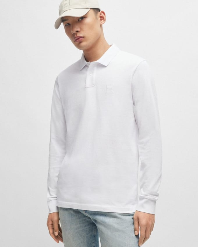 BOSS Orange Passerby Heren Langdurige Stretch-Katoen Polo Shirt met Logo Patch