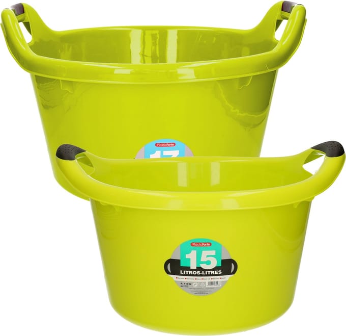 Afwasbak teil - set van 2 formaten - 15 en 17 liter - groen - kunststof