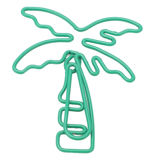 100pcs Coconut Tree Paper Clips Increase Slip Resistance Anti Rust Portable Metallic Paper Clips blue