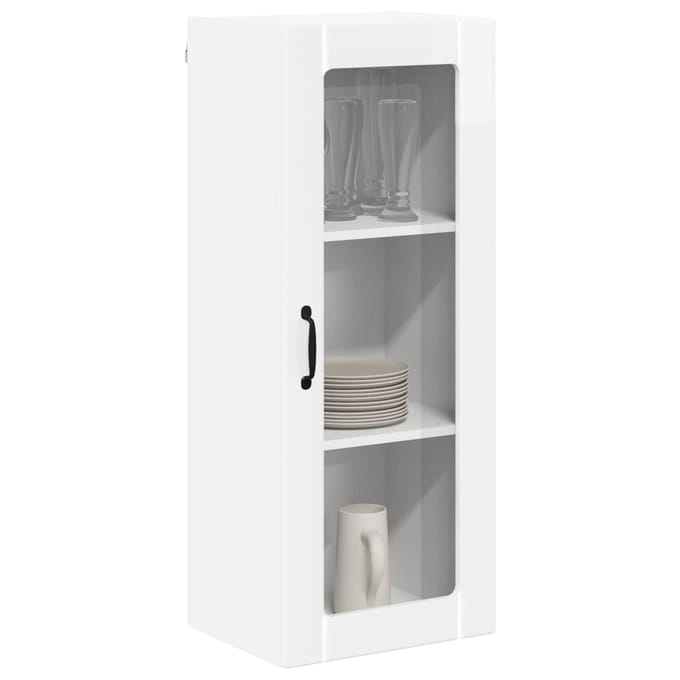 vidaXL - Wandglas - Kasten - LUCCA - Hoogglans - Wit - 40 - x - 31 - x - 100 - cm