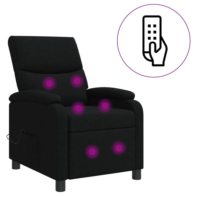 vidaXL - Massage - Relaxstoel - Zwart - Stof