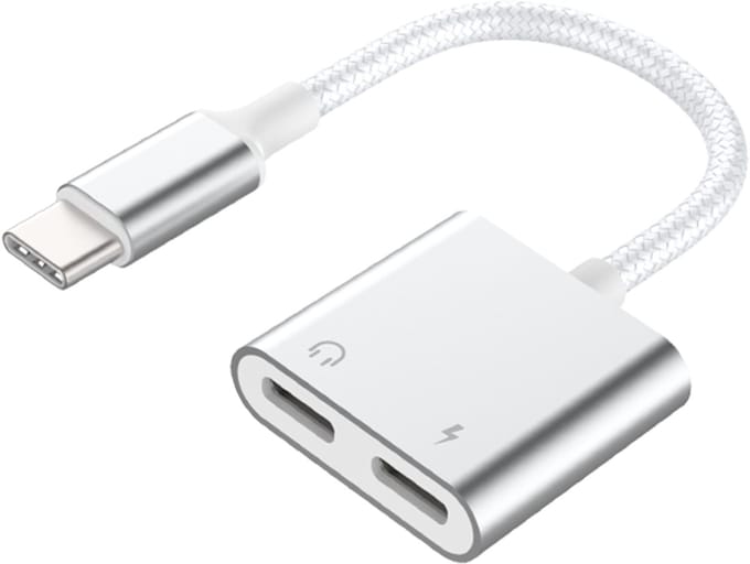 Force Case, USB-C Male naar 2 USB-C Female Audio / Opladen 100W Power Delivery Adapter, Wit