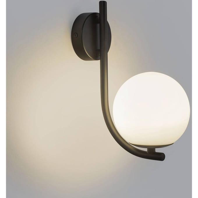 Forlight wandlamp Sfera Single, zwart, glas, breedte 12 cm