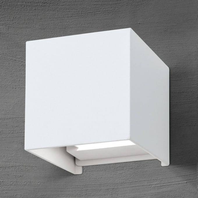 ORION LED buiten wandlamp Cube, wit, metaal, 10 cm, up/down