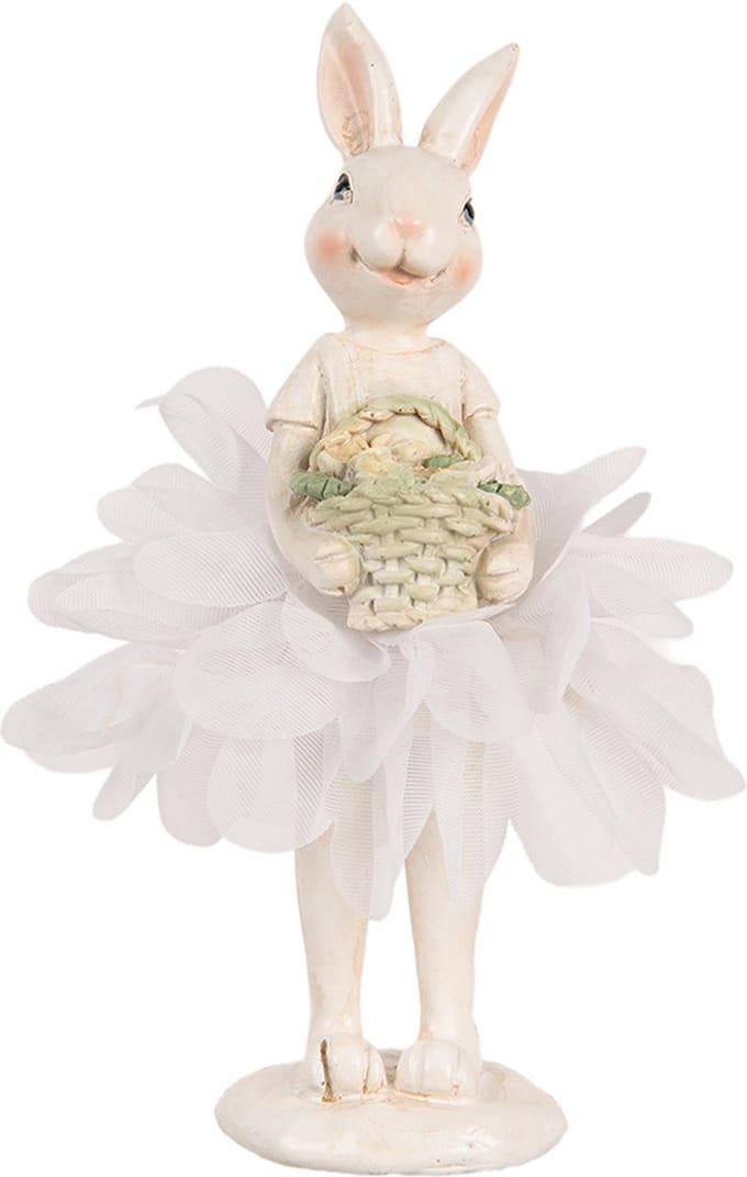 Clayre & Eef Decoratie Beeld Konijn 17 cm Wit Kunststof