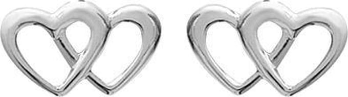Montebello Oorbellen Double - 925 Zilver Gerhodineerd - Hart - 11x7mm