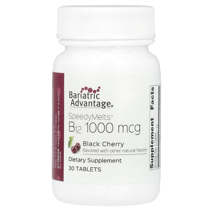 Bariatrische Voordeel, SpeedyMelts®, B12, Zwarte Kers, 1.000 mcg, 30 Tabletten