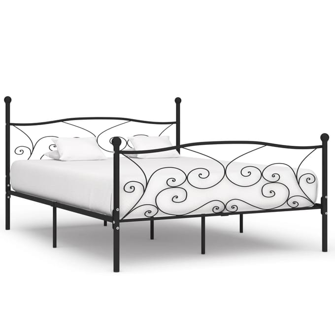 vidaXL - Bedframe - met - lattenbodem - metaal - zwart - 180x200 - cm