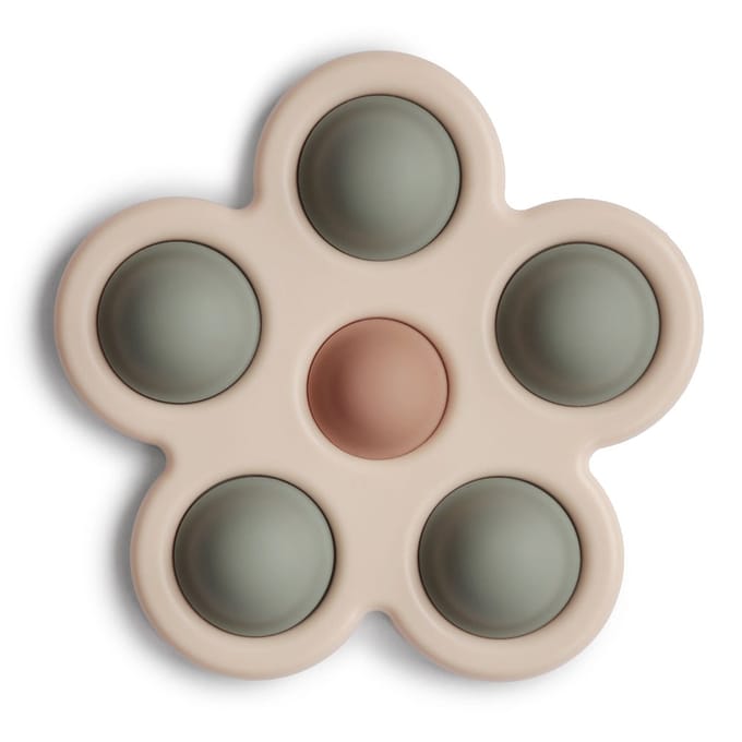 Mushie - Popi It Bloem - Sensorische Siliconen Speelgoed - Activiteiten speelgoed - Dried Thyme
