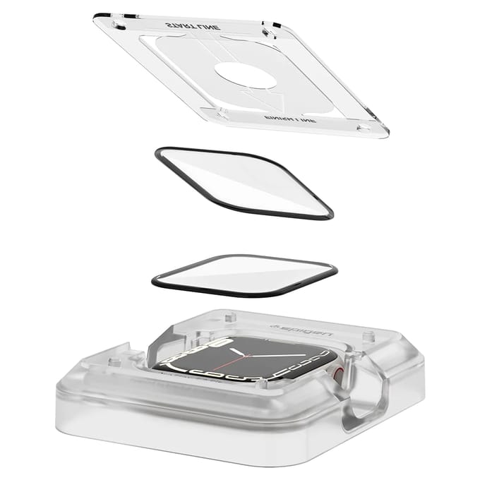 Spigen Pro Flex EZ Fit Screenprotector met applicator voor de Apple Watch Series 7/8/9 - 41 mm - Transparant