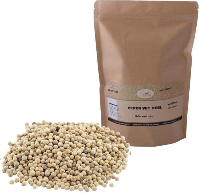 Tuana Kruiden - Peper Wit Heel - Zak 1000 Gram - KZ0208